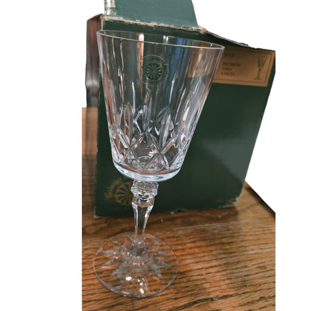 Galway Irish Leaded Crystal Balmoral Goblet Set Of 4 Glasses In Box DH1365